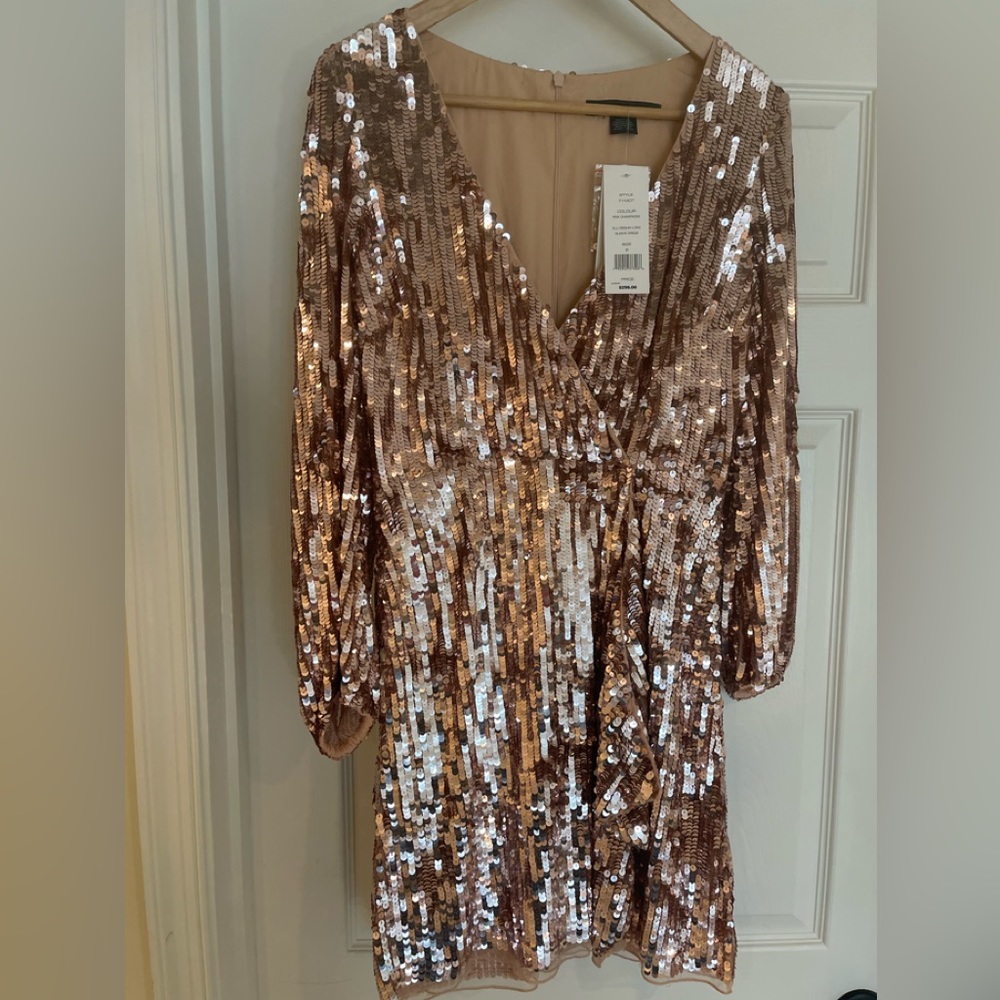 New  Rose Gold French Connection Sequin Cocktail Dress